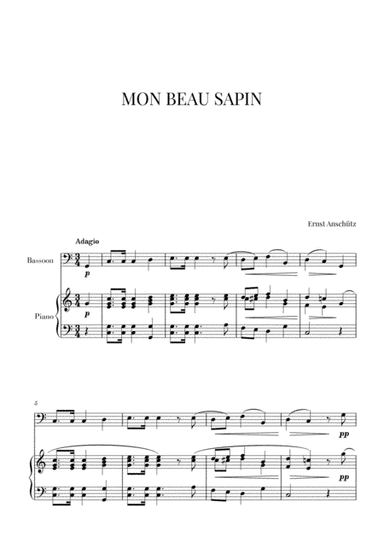 Mon Beau Sapin for Bassoon and Piano (arr. Cadenza Editions)