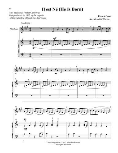 Christmas Duets for Saxophone & Piano:  Il Est Ne (He Is Born) (arr. Meredith Whelan)