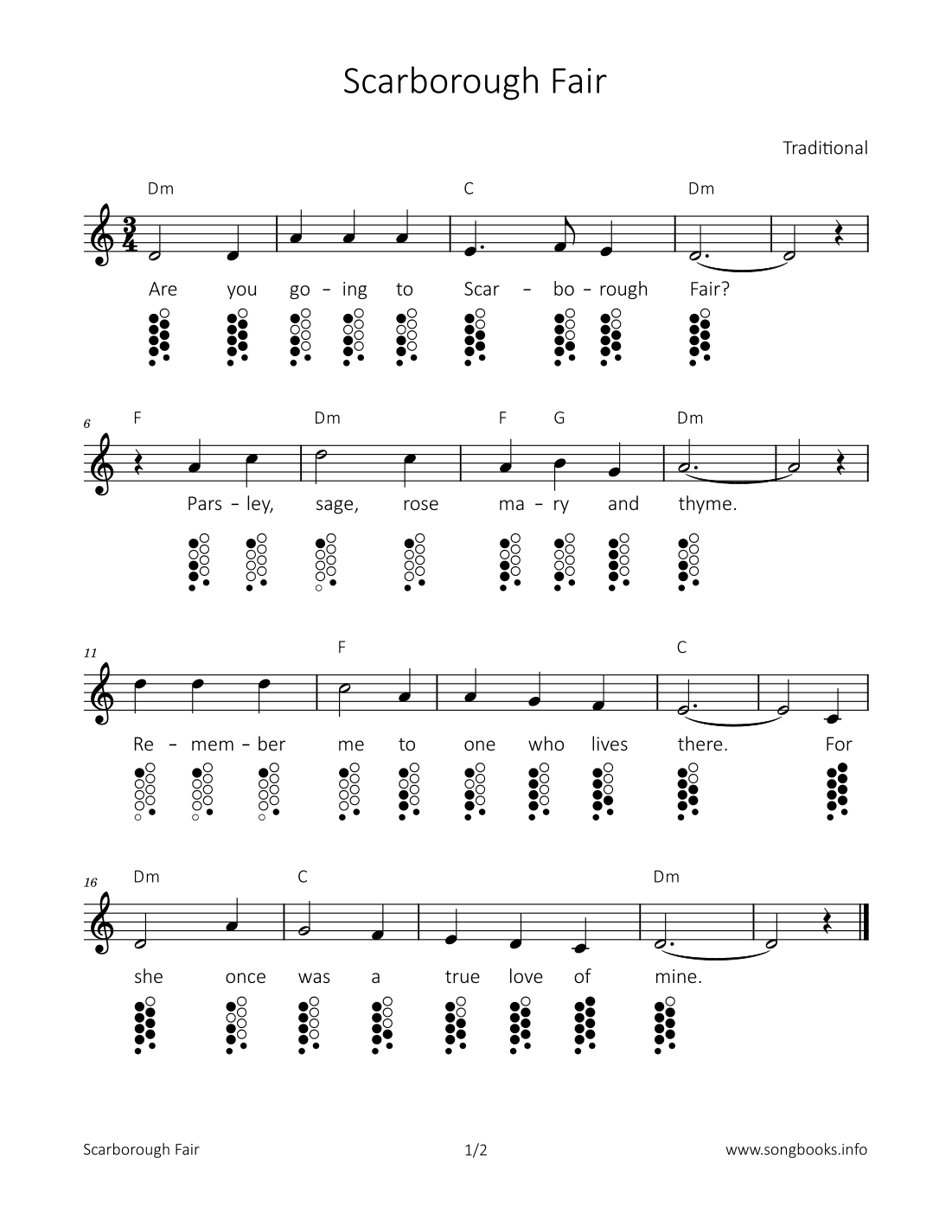 Scarborough Fair (arr. songbooks.info)