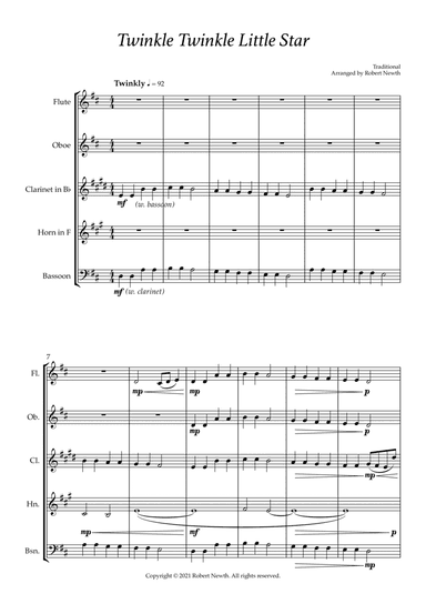Twinkle Twinkle Little Star (for Wind Quintet) (arr. Robert Newth)
