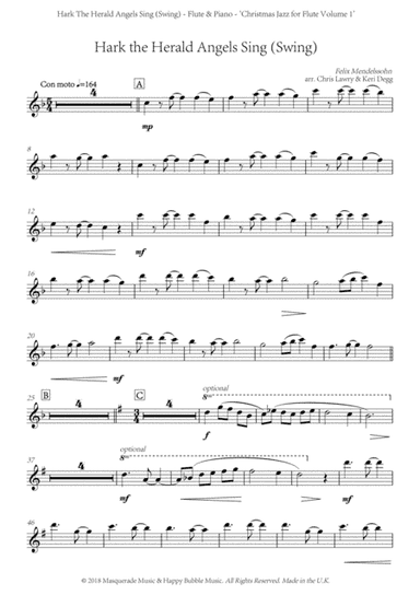 Hark The Herald Angels Sing (Swing); A funky 5/4 arrangement (with flute solo notated) for flute (in (arr. Chris Lawry, Keri Degg)
