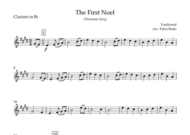 The First Noel (Christmas Song) for Clarinet in Bb Solo (arr. Fabio Britto)