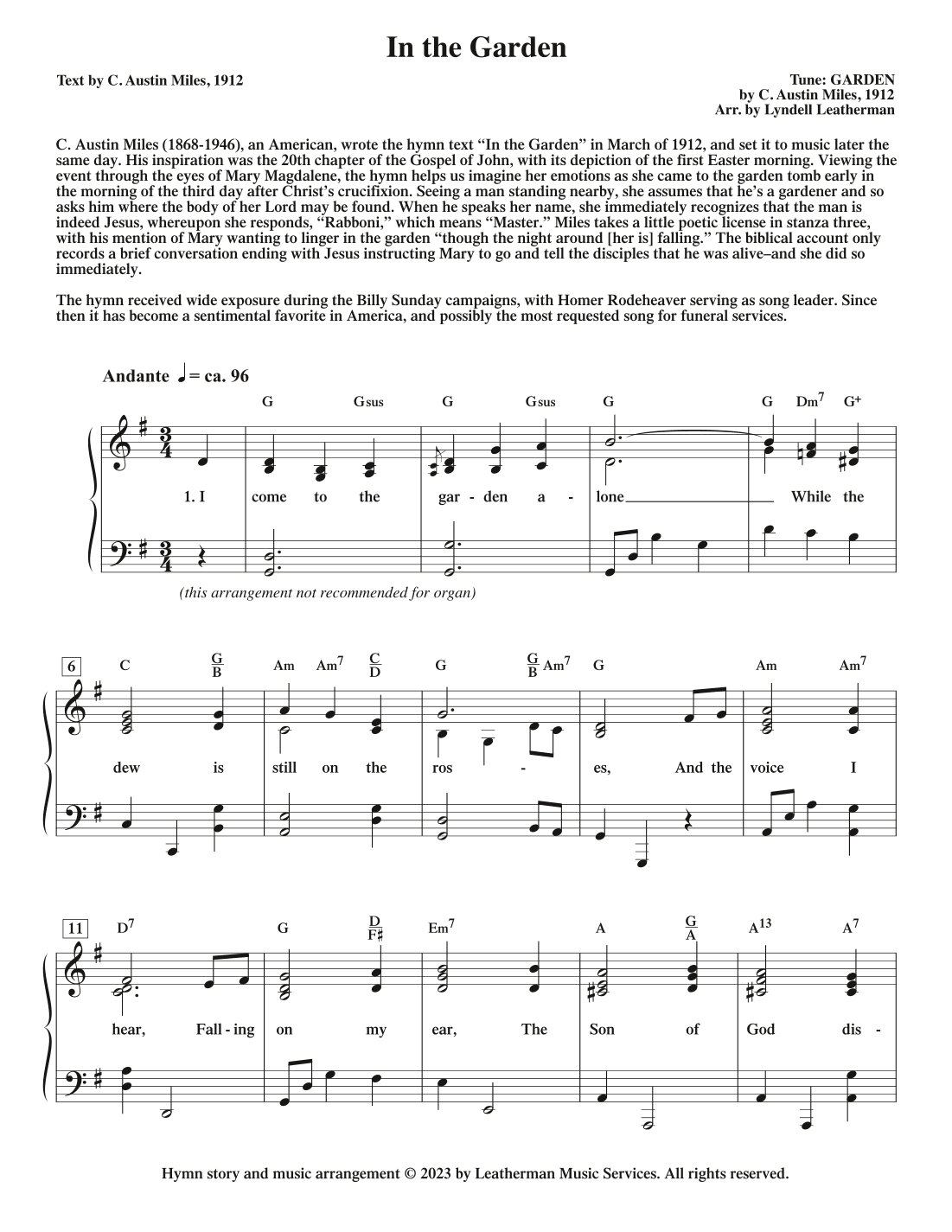 In the Garden (arr. Lyndell Leatherman)