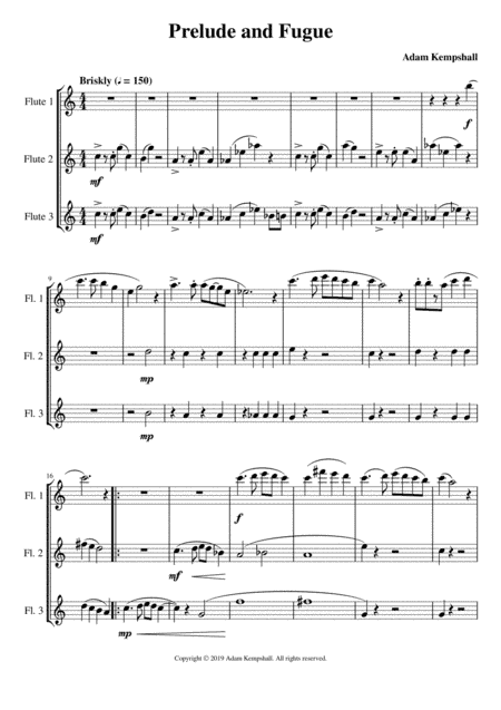 Prelude and Fugue - Flute Trio