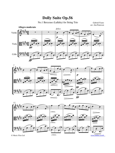 Gabriel Faure's Dolly Suite: No.1 Berceuse for String Trio (arr. Jim Paterson)