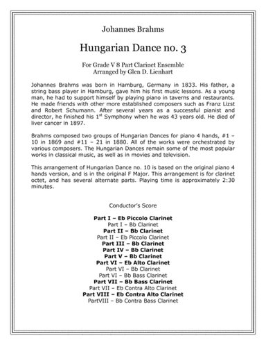 Hungarian Dance no. 3 (Clarinets) (arr. Glen D. Lienhart)