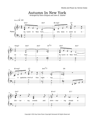 Autumn In New York (arr. Dave Gingras and John E. Dosher)