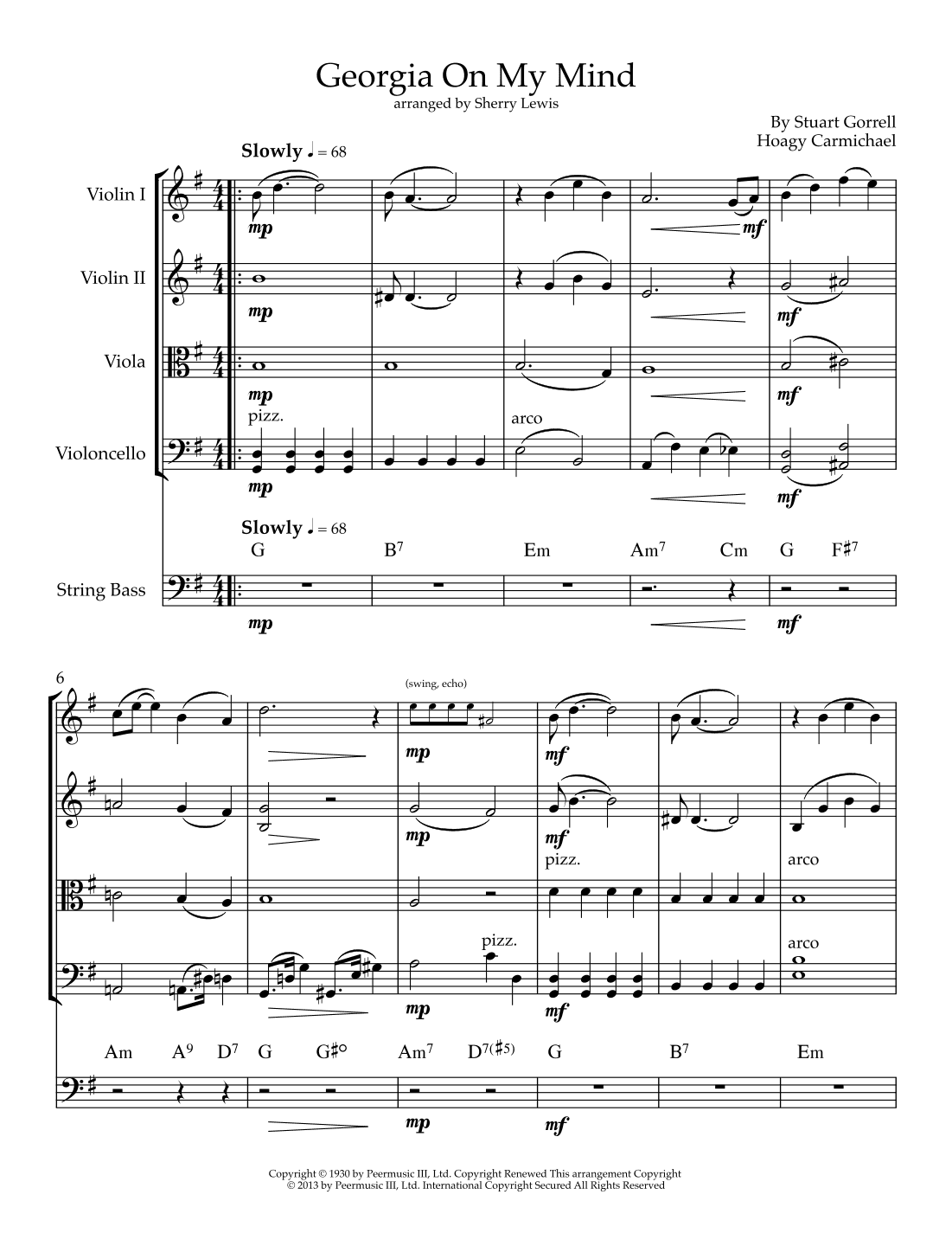 Georgia On My Mind (arr. Sherry Lewis)