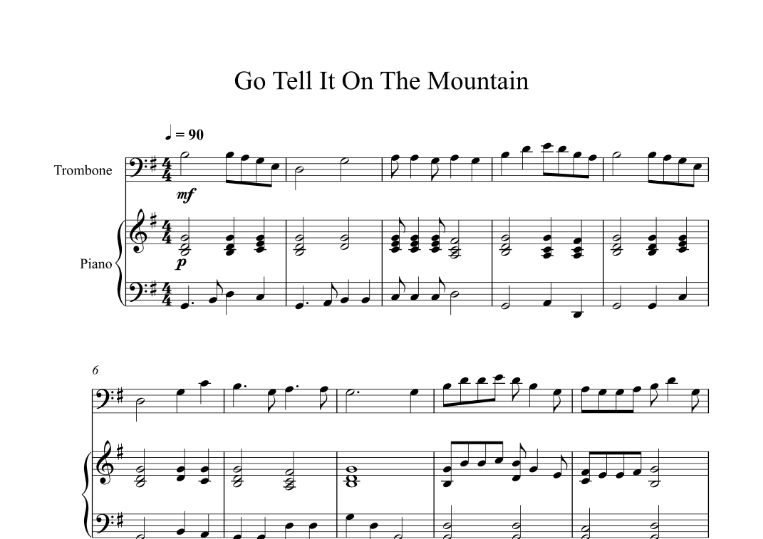 Go Tell It On The Mountain (Trombone + Piano) (arr. Digital Book Music)