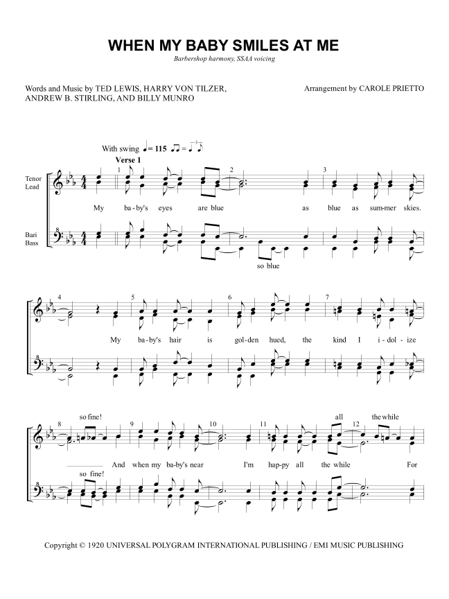 When My Baby Smiles At Me (arr. CAROLE PRIETTO)