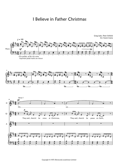 I Believe In Father Christmas (arr. Karen Ivana)