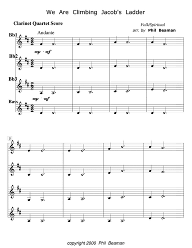 We Are Climbing Jacob's Ladder - clarinet quartet (arr. Phil Beaman)