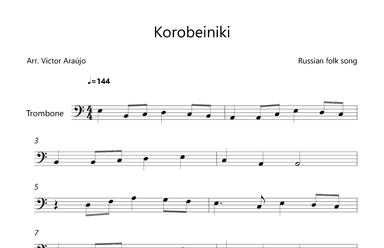 Korobeiniki  (from Tetris) - Trombone Lead Sheet (arr. Victor Araújo)