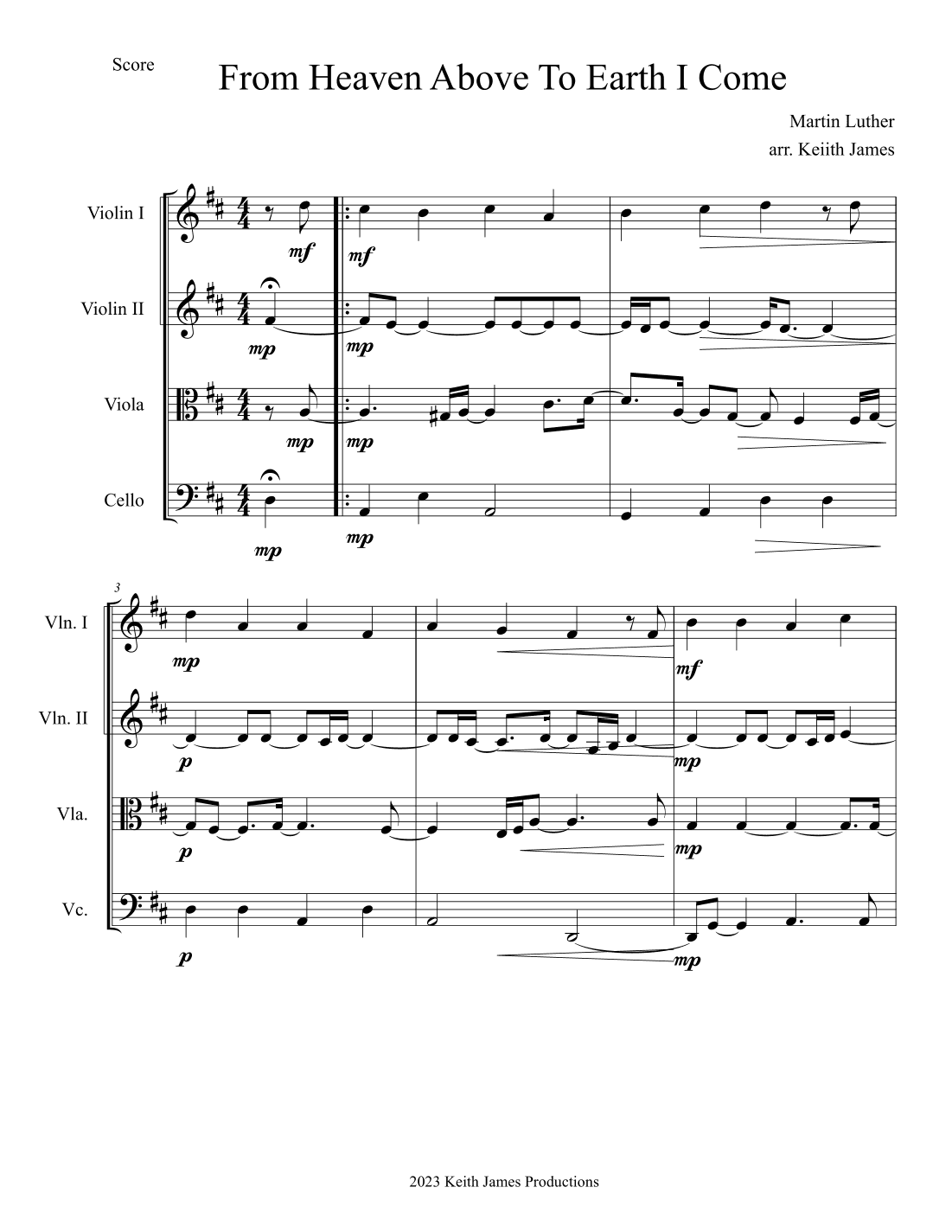 From Heaven Above To Earth I Come (arr. Keith James)