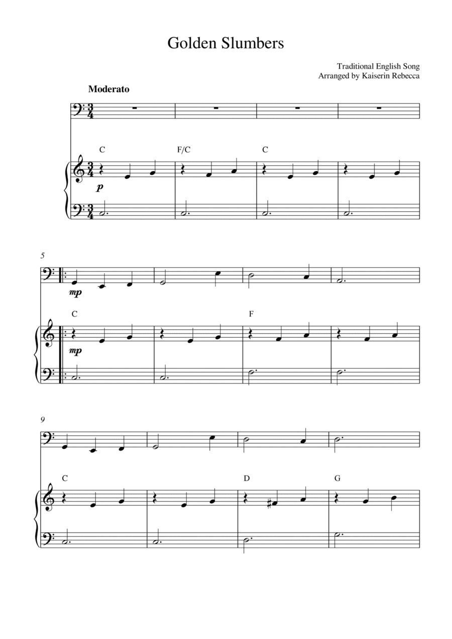 Golden Slumbers (for cello solo and piano accompaniment) (arr. Kaiserin Rebecca)