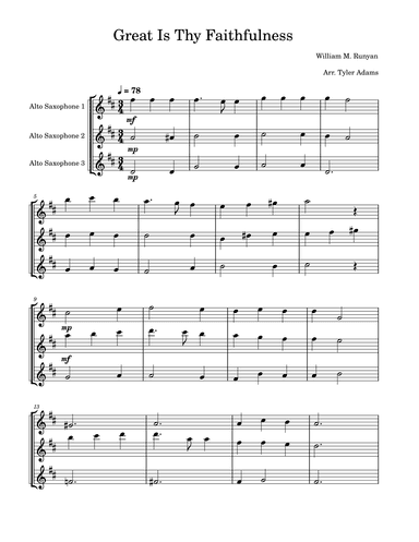 Great Is Thy Faithfulness (Alto Sax Trio) (arr. Tyler Adams)