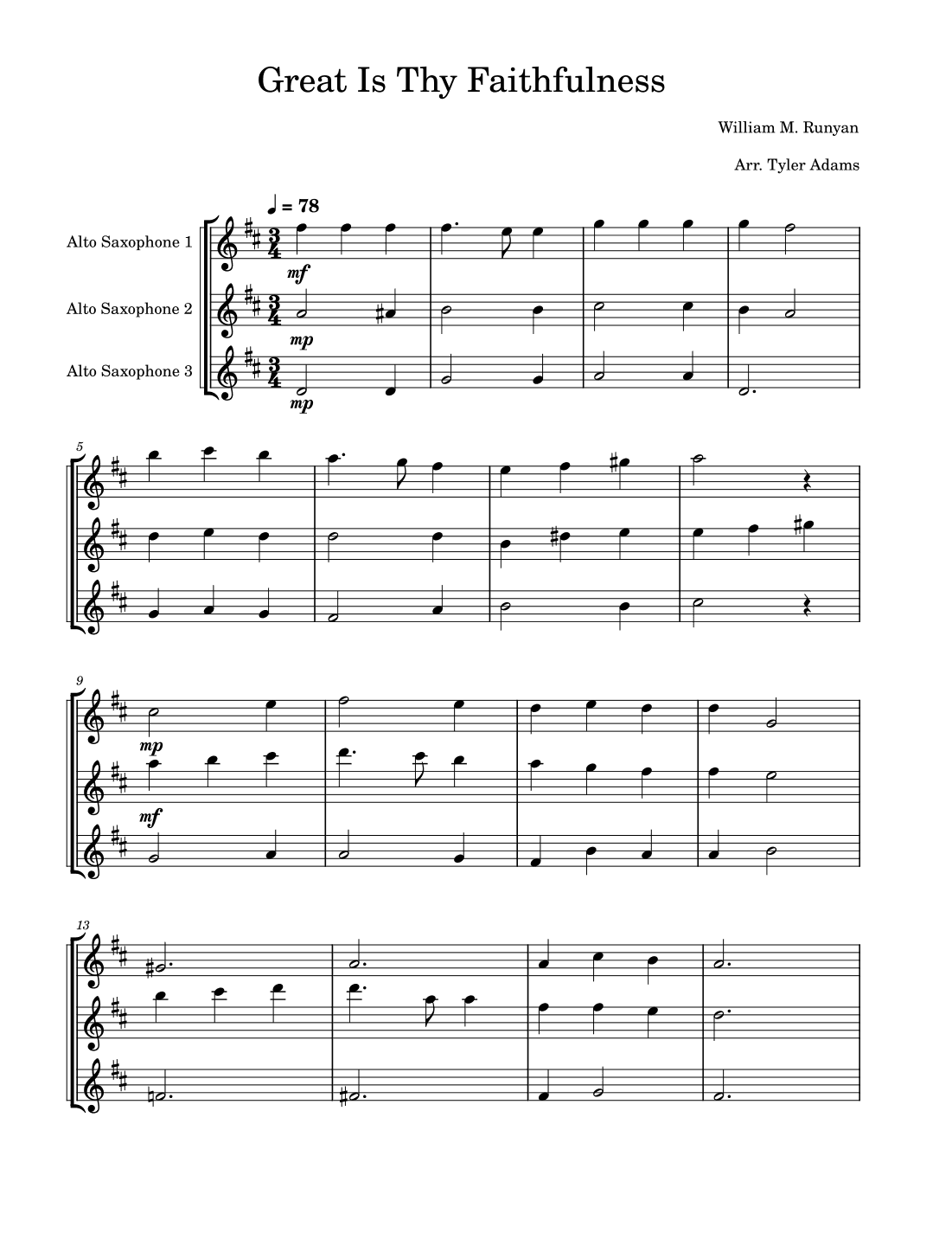 Great Is Thy Faithfulness (Alto Sax Trio) (arr. Tyler Adams)