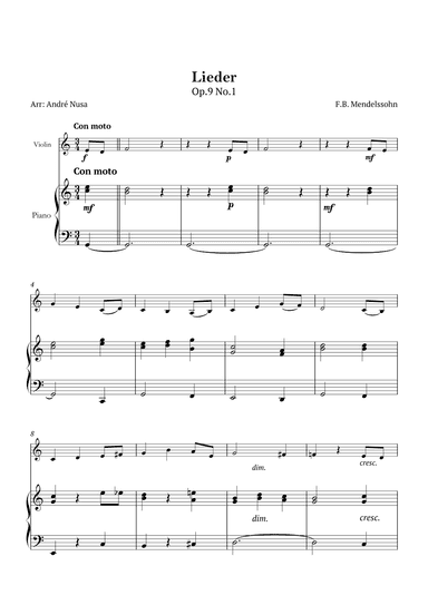 Lieder Op.9 No.1 (arr. André Nusa)