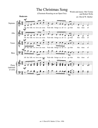 The Christmas Song (chestnuts Roasting On An Open Fire) (arr. David W. Barber)