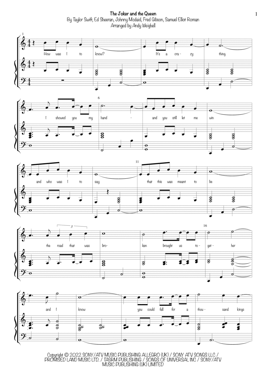 The Joker And The Queen (feat. Taylor Swift) (arr. Andy Weighell)