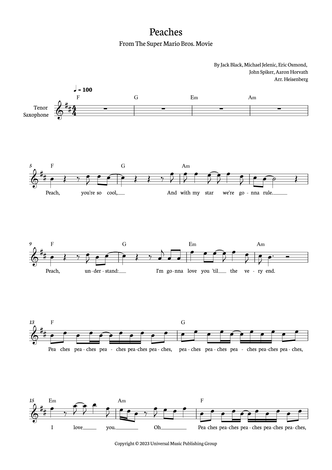 Peaches (arr. Heisenberg)