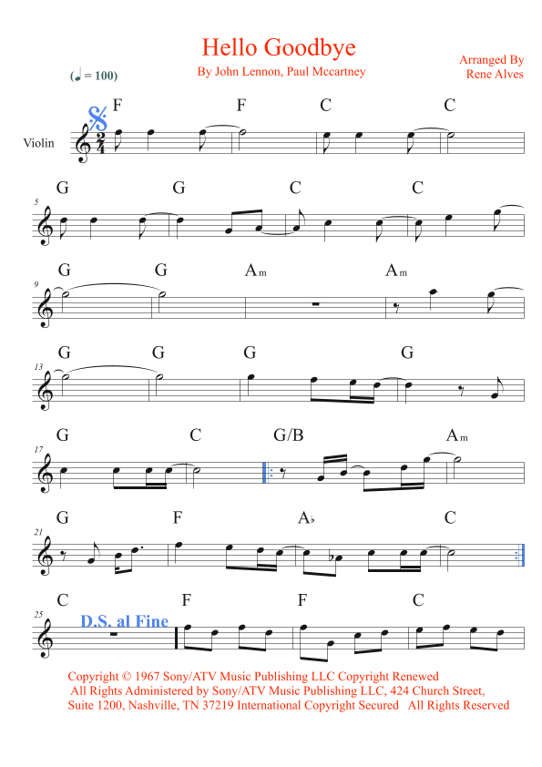 Hello, Goodbye (arr. Rene Alves)
