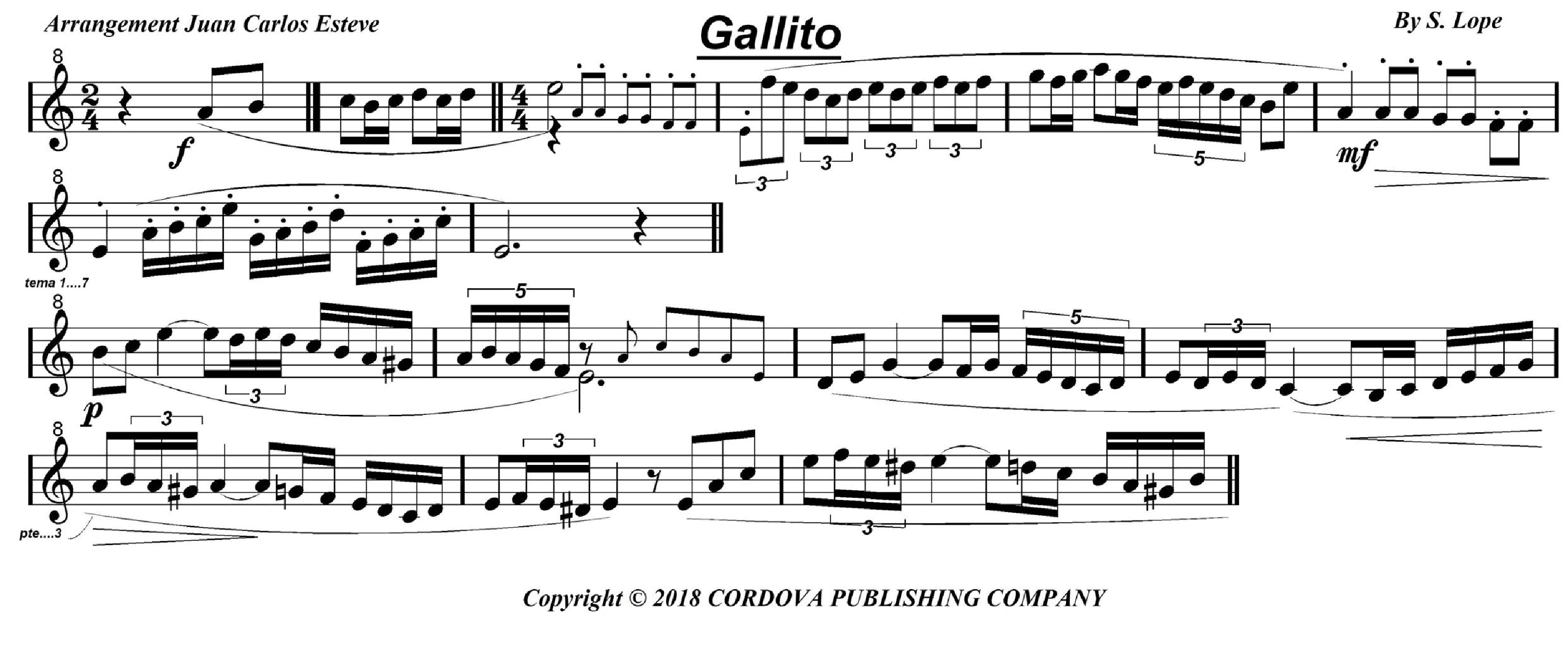 Gallito (arr. juan carlos esteve / Gran Coda)