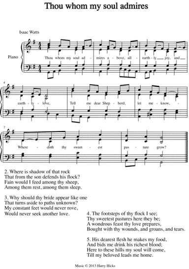 Thou whom my soul admires. A new tune to a wonderful Isaac Watts hymn.