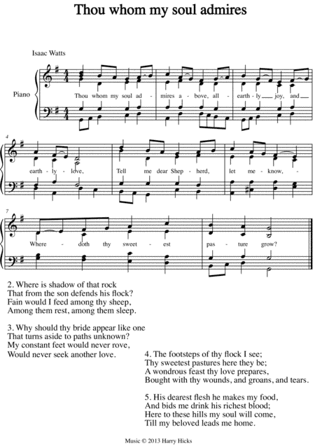 Thou whom my soul admires. A new tune to a wonderful Isaac Watts hymn.