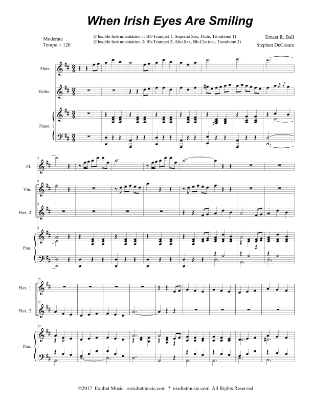 When Irish Eyes Are Smiling (for Flexible Treble Instrumentation and Piano) (arr. Stephen DeCesare)