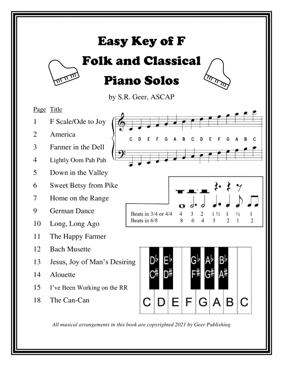Really Easy Piano Solos in the Key of F (arr. S.R. Geer, ASCAP)