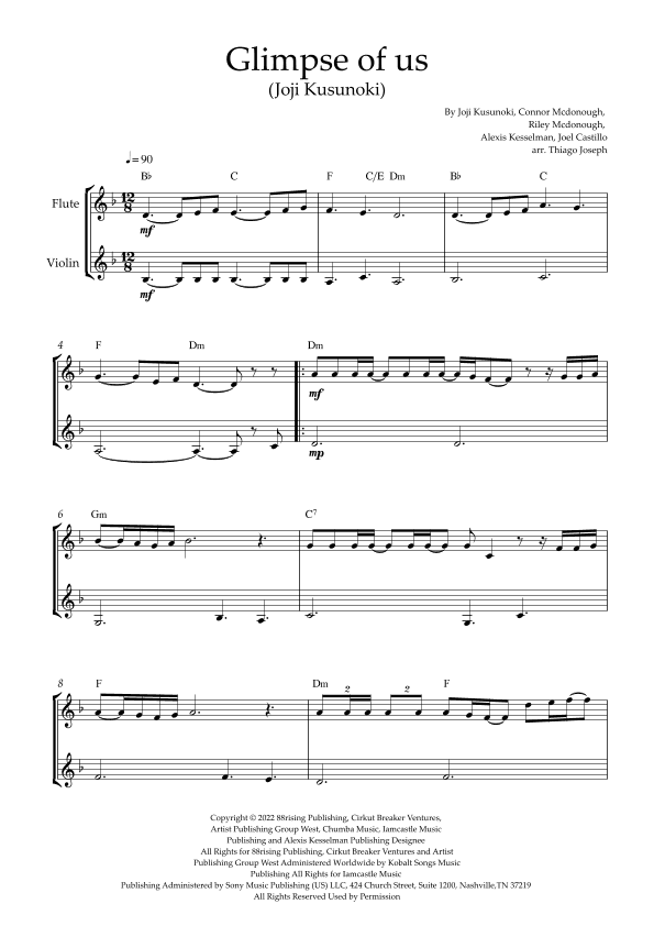 Glimpse Of Us (arr. Thiago Joseph)