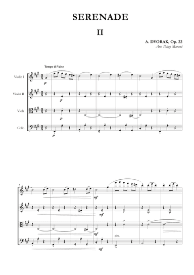 Waltz from Serenade Op. 22 for String Quartet (arr. Diego Marani)