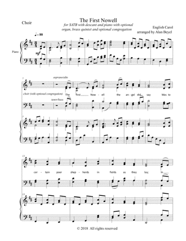 The First Noel (SATB with piano and optional congregation/audience) (arr. Alan Beyel)