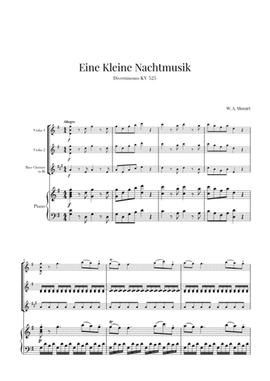 Eine Kleine Nachtmusik for 2 Violins, Bass Clarinet and Piano (arr. Cadenza Editions)