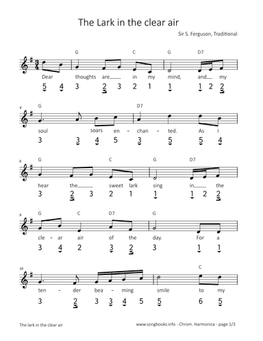 The Lark in the Clear Air (arr. songbooks.info)