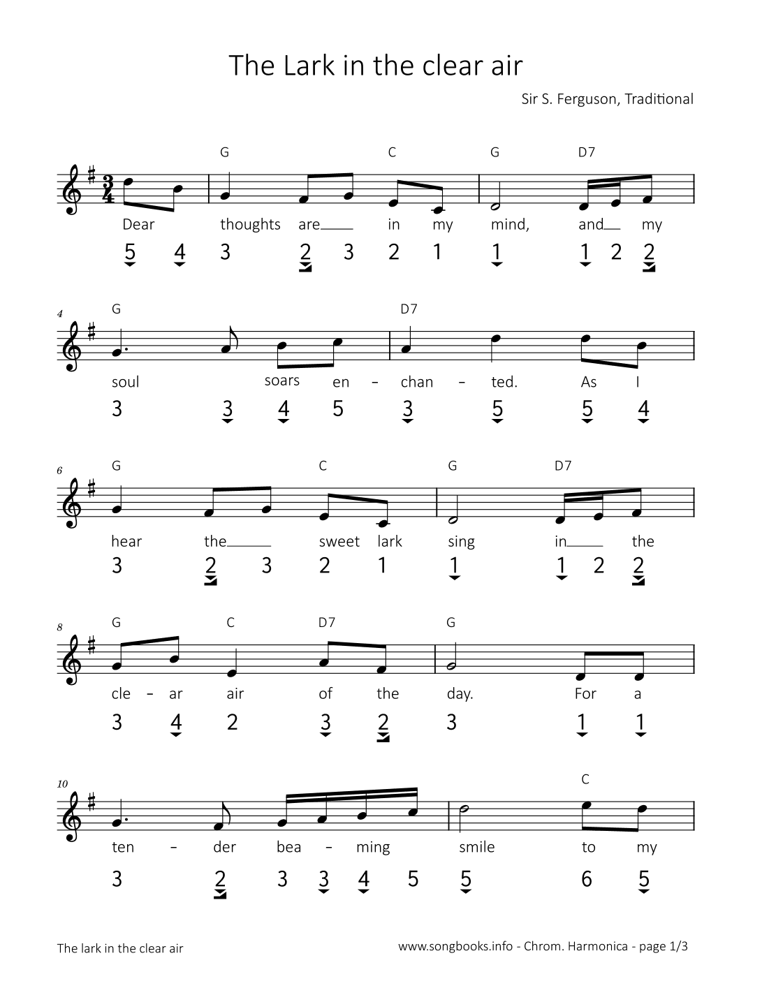 The Lark in the Clear Air (arr. songbooks.info)