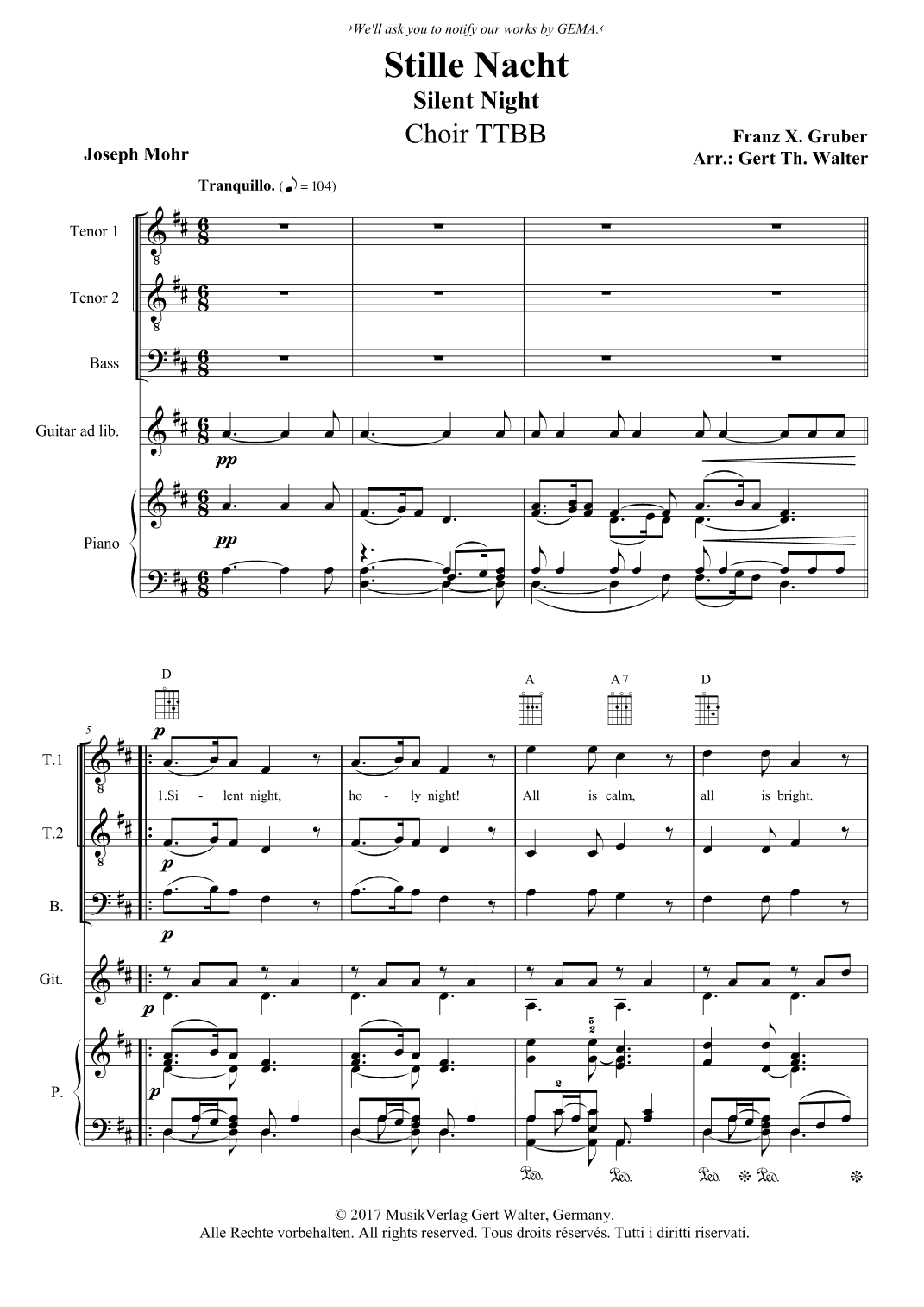 Silent Night (arr. Gert Th. Walter)