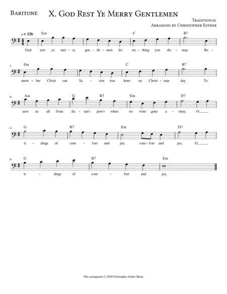 God Rest Ye Merry Gentlemen for Baritone Voice (arr. Christopher Esther)