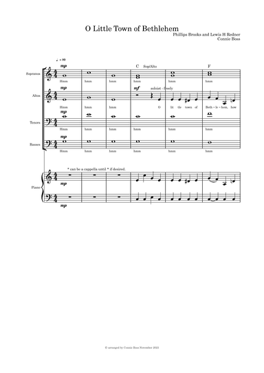 O Little Town of Bethlehem - SATB and Piano (arr. Connie Boss)