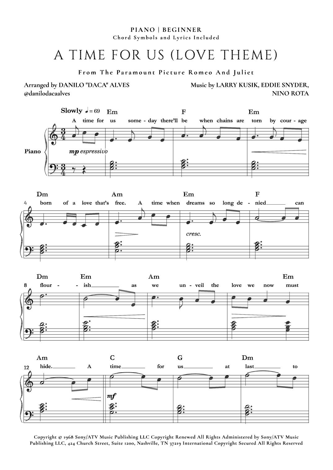A Time For Us (love Theme) (arr. Danilo "Daca" Alves)