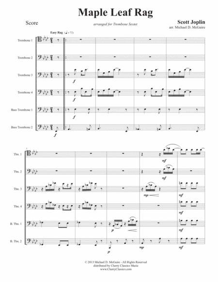 Maple Leaf Rag for Trombone Sextet (arr. McGuire, Michael)