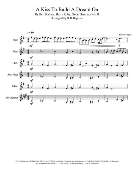 A Kiss To Build A Dream On (arr. R H Baptiste)