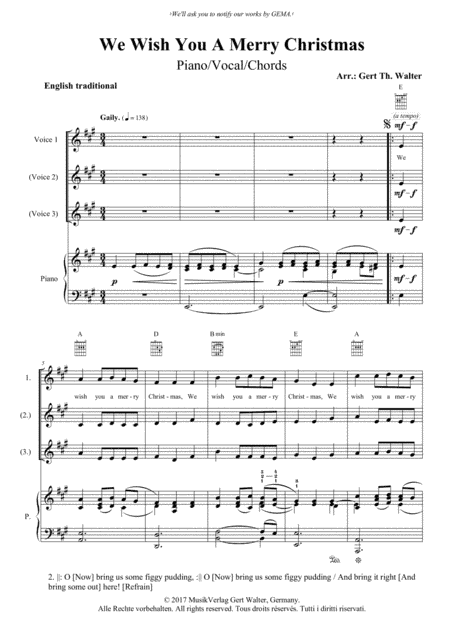 We Wish You A Merry Christmas (arr. Gert Th. Walter)