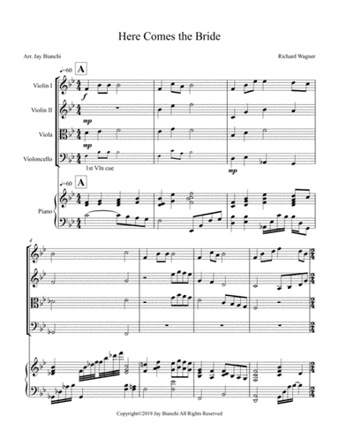Here Comes the Bride - Bridal Chorus for String Quartet and Piano (arr. Jay Bianchi)