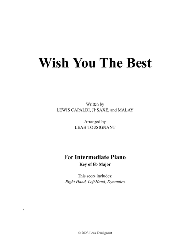 Wish You The Best (arr. Leah Tousignant)