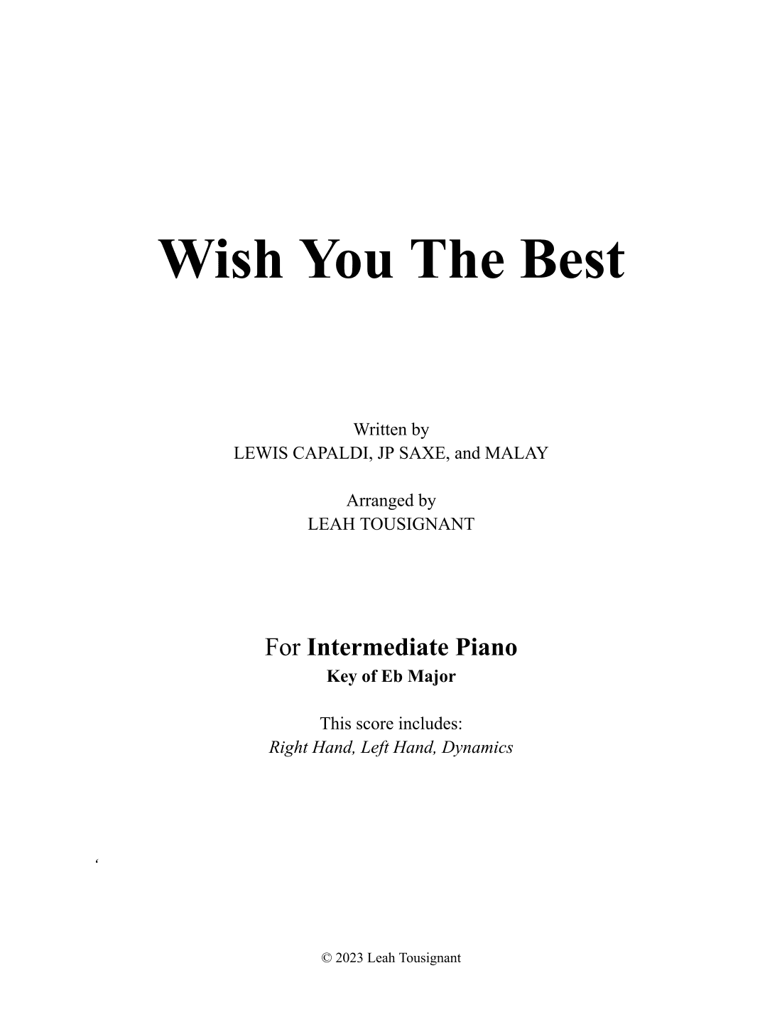 Wish You The Best (arr. Leah Tousignant)