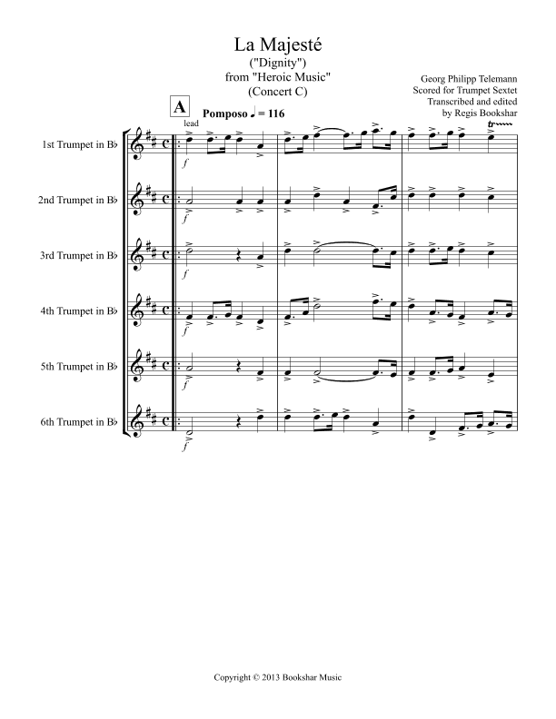 La Majeste (from "Heroic Music") (C) (Trumpet Sextet) (arr. Regis Bookshar)