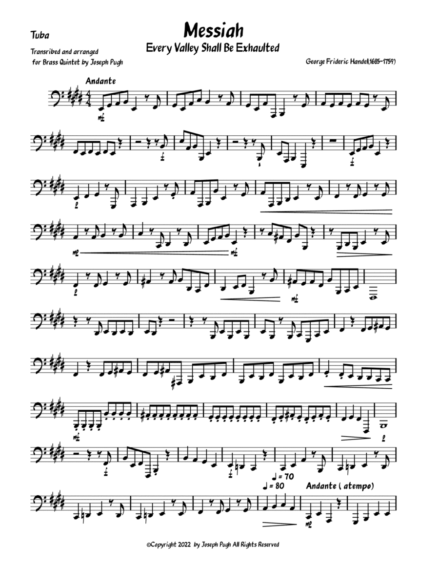Messiah(Every Valley Shall Be Exhaulted)Brass Quintet (arr. Joseph Pugh)