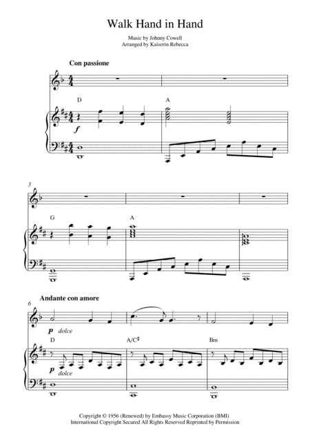 Walk Hand In Hand (arr. Kaiserin Rebecca)